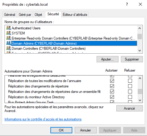 Fonctionnalités AD avancées